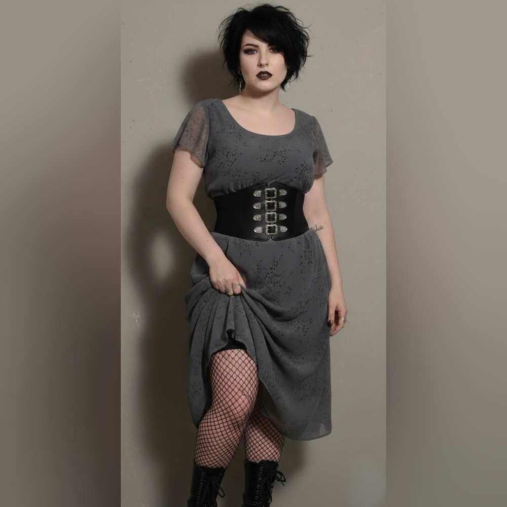 Vtg Y2K Dark Floral 100% Silk Dress Size 14 Soft Goth